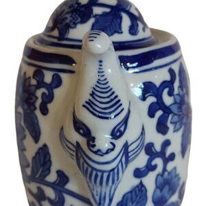 Porcelain Ginger Jar Blue & White Rare Ming Face Handles China Ex Condition